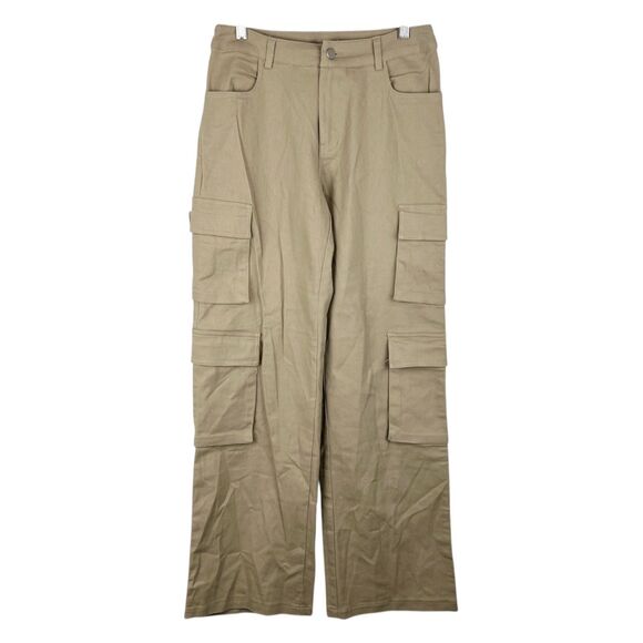 Brooklyn Karma Mikayla Cargo Pants Women Small 28 x 32 Taupe Khaki Pockets Wide - Picture 1 of 9